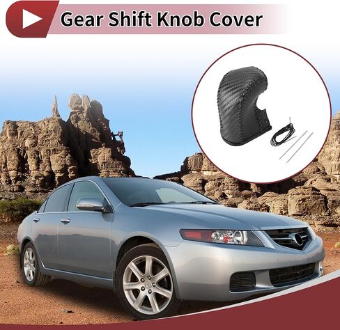 1 Set Gear Shift Knob Cover for Acura TL 09-14 Stick Shifting Handle Protector Black Carbon Fiber Black Faux Leather in Kuwait