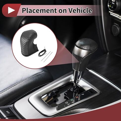 1 Set Gear Shift Knob Cover for Acura TL 09-14 Stick Shifting Handle Protector Black Carbon Fiber Black Faux Leather in Kuwait