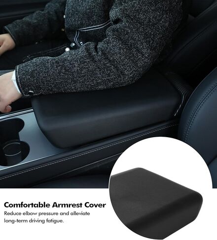 PM Auto Center Console Cover for Tesla Model Y 2020-2024 TPE Armrest Cover Model 3 2017-2023 Accessories Black （Except Highland/Juniper） in Saudi Arabia