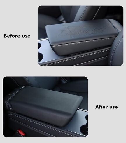 PM Auto Center Console Cover for Tesla Model Y 2020-2024 TPE Armrest Cover Model 3 2017-2023 Accessories Black （Except Highland/Juniper） in Saudi Arabia