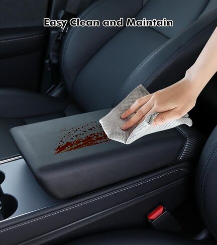 PM Auto Center Console Cover for Tesla Model Y 2020-2024 TPE Armrest Cover Model 3 2017-2023 Accessories Black （Except Highland/Juniper） in Saudi Arabia