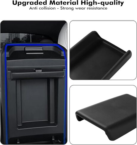 PM Auto Center Console Cover for Tesla Model Y 2020-2024 TPE Armrest Cover Model 3 2017-2023 Accessories Black （Except Highland/Juniper） in Saudi Arabia