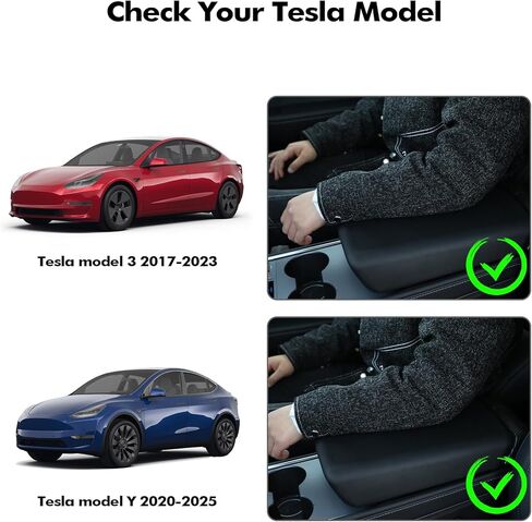 PM Auto Center Console Cover for Tesla Model Y 2020-2024 TPE Armrest Cover Model 3 2017-2023 Accessories Black （Except Highland/Juniper） in Saudi Arabia