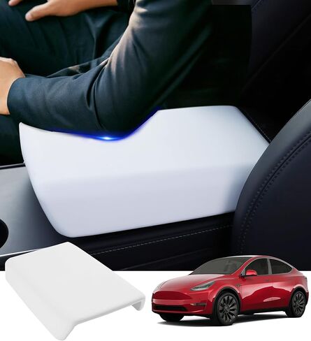 PM Auto Center Console Cover for Tesla Model Y 2020-2024 TPE Armrest Cover Model 3 2017-2023 Accessories Black （Except Highland/Juniper） in Saudi Arabia