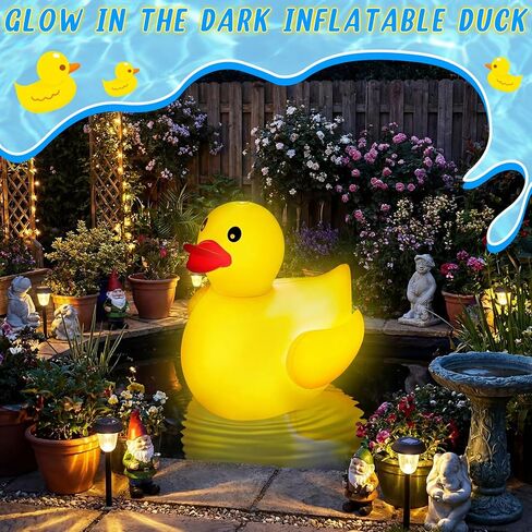 Hungdao 4 Feet Light up Giant Inflatable Duck Pool Float Glow in The Dark Blow up Rubber Duck Large Inflatable Christmas Duck with LED Lights for Christmas Pool Party Decoration(2 Pack) in Saudi Arabia