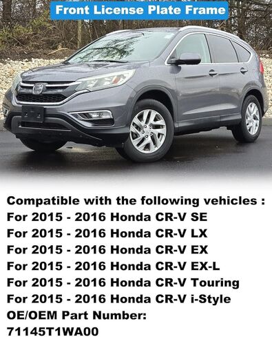FASTCHE Front Bumper License Tag Plate Frame Bracket Holder Compatible with 2015 2016 Honda CR-V License Plate Bracket Replace # 71145-T1W-A00 71145T1WA00 in Kuwait
