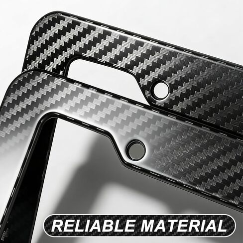 2PCS Carbon Fiber License Plate Frame, License Plate Tag Cover, Car Tag Cover for Front & Rear with Fasteners and Screws, Universal Holder Waterproof Plastic Number Plate Frame for Most Cars in Kuwait
