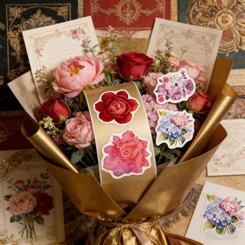 500Pcs Flower Stickers - 8 Styles Cute Spring Floral Small Business Decals Spring Summer Stickers Rolls for Scrapbooks Party Envelope Seals Office Classroom Decorations(Pink Rose) in Kuwait