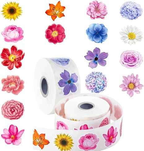 500Pcs Flower Stickers - 8 Styles Cute Spring Floral Small Business Decals Spring Summer Stickers Rolls for Scrapbooks Party Envelope Seals Office Classroom Decorations(Pink Rose) in Kuwait