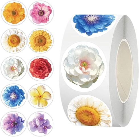 500Pcs Flower Stickers - 8 Styles Cute Spring Floral Small Business Decals Spring Summer Stickers Rolls for Scrapbooks Party Envelope Seals Office Classroom Decorations(Pink Rose) in Kuwait