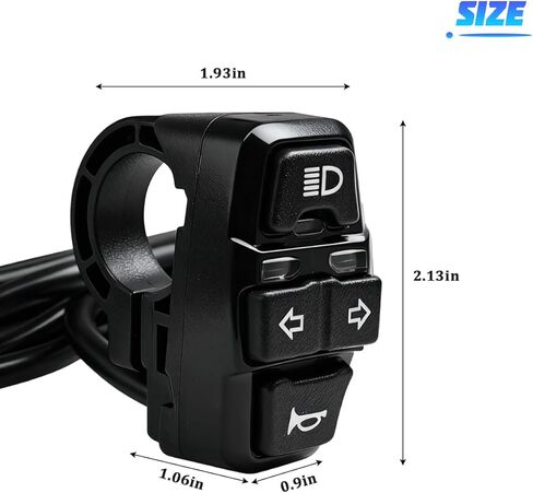 Motorcycle Head Light Turn Switch, 3 in 1 Ebike Light Horn Turn Signal ON/Off Switches with Wire, Motorbike Handlebar Control Button Mount, Universal for Dirt Bike Scooter Motocross in Kuwait