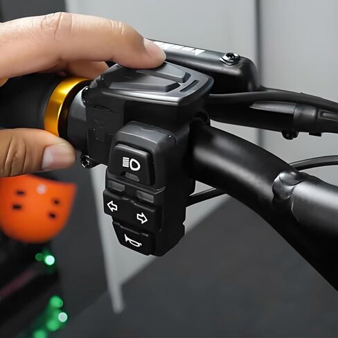 Motorcycle Head Light Turn Switch, 3 in 1 Ebike Light Horn Turn Signal ON/Off Switches with Wire, Motorbike Handlebar Control Button Mount, Universal for Dirt Bike Scooter Motocross in Kuwait