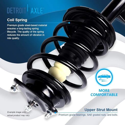 Detroit Axle - Front Right Strut for Hyundai Elantra 07-10, Passenger Side Strut w/Coil Spring 2007 2008 2009 2010 Replacement Suspension Quick Install Ready Strut Shock Assembly in Kuwait
