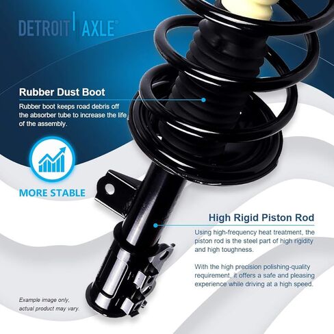 Detroit Axle - Front Right Strut for Hyundai Elantra 07-10, Passenger Side Strut w/Coil Spring 2007 2008 2009 2010 Replacement Suspension Quick Install Ready Strut Shock Assembly in Kuwait