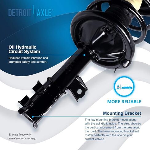 Detroit Axle - Front Right Strut for Hyundai Elantra 07-10, Passenger Side Strut w/Coil Spring 2007 2008 2009 2010 Replacement Suspension Quick Install Ready Strut Shock Assembly in Kuwait
