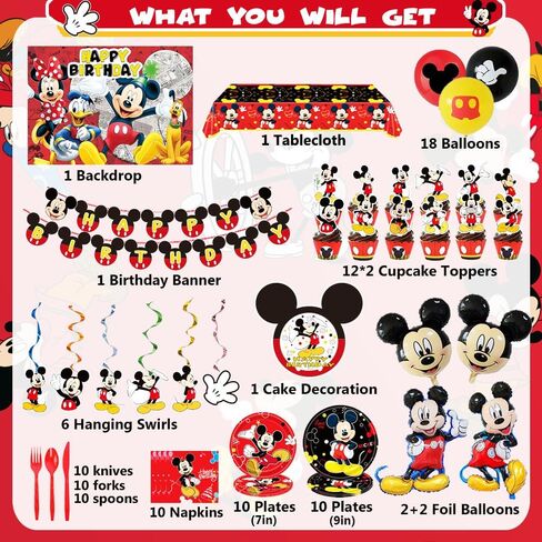 Cartoon Theme Birthday Party Supplies Decorations, Including Birthday Banner, Tablecloth, Backdrop, Hanging Swirls, Balloons, Cake Toppers, Plates, Forks, Spoons in Saudi Arabia