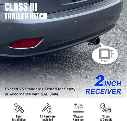 Trailer Hitch, 2 inch Towing Hitch Receiver with Class 3 Hitch Cover Compatible with Lexus RX350 RX450h 2010-2015 in Kuwait