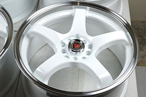 18" Wheels Rims ddr fuzion White with Polished Lip Finish 18x8 5x100 5x114.3 35mm Offset 5 Lugs 5x100/114.3 (Set of 4) in Saudi Arabia