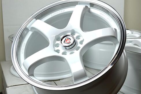 18" Wheels Rims ddr fuzion White with Polished Lip Finish 18x8 5x100 5x114.3 35mm Offset 5 Lugs 5x100/114.3 (Set of 4) in Saudi Arabia