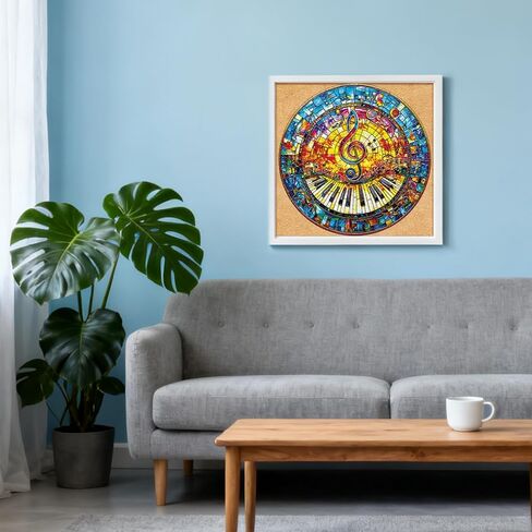 1000 Piece Round Jigsaw Puzzle for Adults - 3D Visual Stained-Glass Piano Music, 26.8" Diameter - Circular Brain Challenge & Artistic Wall Decor, Mindful Gift for Famiy Relaxation in Saudi Arabia
