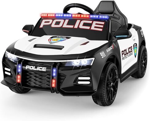 LIGIANT Ride On Police Car, 2WD Kids Electric Car, 12V Kids Ride on Car w/Remote Control, Sirens, Speakers and Flashing Police Lights, Wireless Connection, Music, AUX, Ideal Birthday & Xmas Gifts in Saudi Arabia