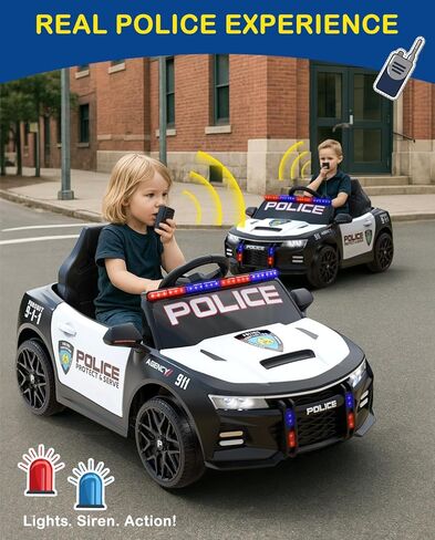 LIGIANT Ride On Police Car, 2WD Kids Electric Car, 12V Kids Ride on Car w/Remote Control, Sirens, Speakers and Flashing Police Lights, Wireless Connection, Music, AUX, Ideal Birthday & Xmas Gifts in Saudi Arabia