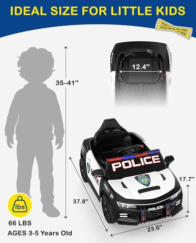 LIGIANT Ride On Police Car, 2WD Kids Electric Car, 12V Kids Ride on Car w/Remote Control, Sirens, Speakers and Flashing Police Lights, Wireless Connection, Music, AUX, Ideal Birthday & Xmas Gifts in Saudi Arabia