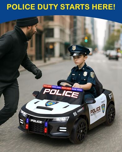 LIGIANT Ride On Police Car, 2WD Kids Electric Car, 12V Kids Ride on Car w/Remote Control, Sirens, Speakers and Flashing Police Lights, Wireless Connection, Music, AUX, Ideal Birthday & Xmas Gifts in Saudi Arabia