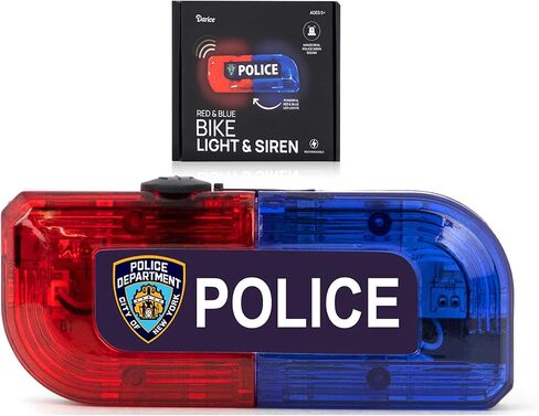 Darice Pretend Police Bike Light with Siren - Red and Blue Flashing Lights, Rechargeable LED Bicycle Safety Lights for Kids Bikes & Scooters - Bright Light and Siren for Bike Kids Ages 5+ in Kuwait