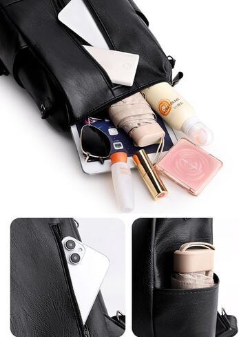 Soft Leather Backpack for Women Shoulder Bag Laptop Bookbag Travel Backpacks Handbag for Men Adjustable Shoulder Straps in Kuwait