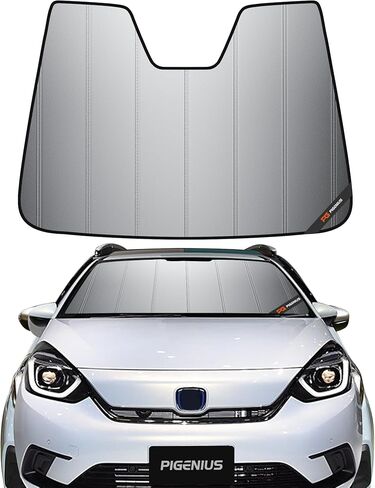 Pigenius Windshield Sunshade for Honda Fit 2009-2013 (Gen 2 / GE8) Hatchback, Premium Grey Leather Finish in Kuwait