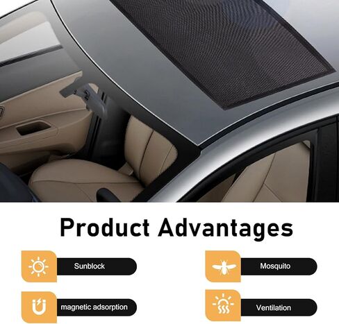 Car Sunroof Net, Breathable High-density Mesh Sunroof Cover, Portable Adsorption Car Roof Sunshade, Universal Sun-proof Exterior Accessories (Black) in Saudi Arabia