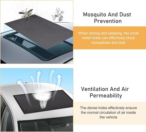 Car Sunroof Net, Breathable High-density Mesh Sunroof Cover, Portable Adsorption Car Roof Sunshade, Universal Sun-proof Exterior Accessories (Black) in Saudi Arabia