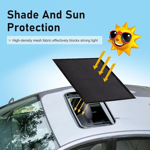 Car Sunroof Net, Breathable High-density Mesh Sunroof Cover, Portable Adsorption Car Roof Sunshade, Universal Sun-proof Exterior Accessories (Black) in Saudi Arabia