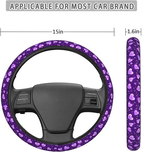 Purple Glitter Heart Steering Wheel Cover for Women Men, Non-Slip Steering Wheel Protector Car Wheel Covers, Universal 15 Inch Fit for Auto, Suvs, Truck in Kuwait