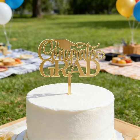 Acrylic Congrats Grad Cake Topper,Gold Grad Hat Cake Decortion,Class of 2026 Graduates Grad Decor for Graduation Themed Party Decoraton Supplies in Saudi Arabia