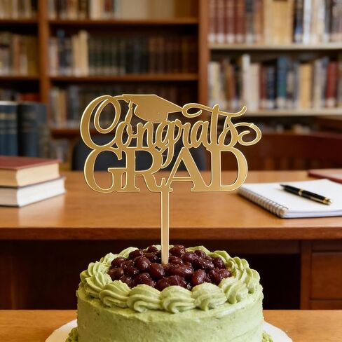 Acrylic Congrats Grad Cake Topper,Gold Grad Hat Cake Decortion,Class of 2026 Graduates Grad Decor for Graduation Themed Party Decoraton Supplies in Saudi Arabia