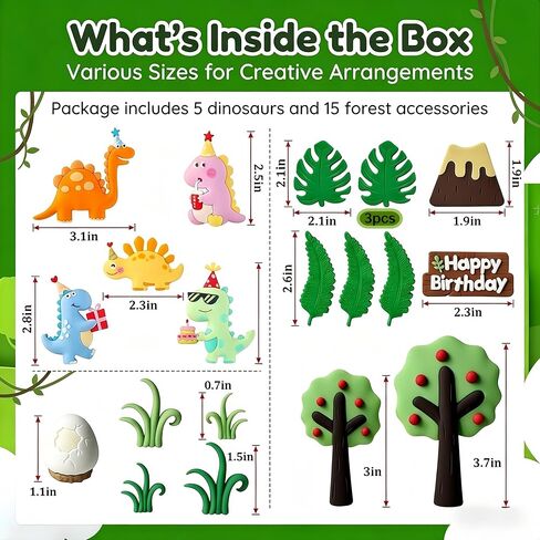Dinosaur Cake Topper, Happy Birthday Theme, Jungle Party Decoration with Colorful Dino Figures in Saudi Arabia