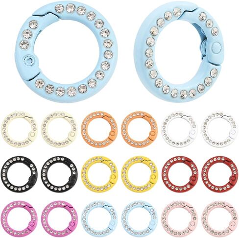 SUNNYCLUE 1 Box 14 Colors 28Pcs Heart Spring Clasp Cute Spring Clip Alloy Rhinestone Colorful Cute Snap Trigger Hooks Carabiner Rings Links for Handbag Purse Keychain Craft Supplies Diy Jewelry Making in Kuwait