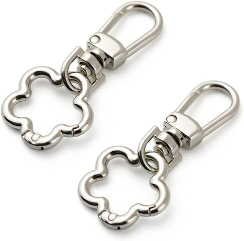 2Pcs Detachable Lobster Clasps with Flower Shape Spring Buckle Quick Release Keychain for Jewelry Crafts Making Backpack (Silver) in Saudi Arabia