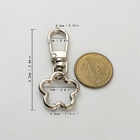 2Pcs Detachable Lobster Clasps with Flower Shape Spring Buckle Quick Release Keychain for Jewelry Crafts Making Backpack (Silver) in Saudi Arabia