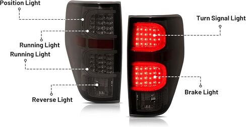 HECASA Pair LED Tail Lights Compatible with 2009-2014 Ford F150 LED Tube Bar Tail lamp Rear Brake Turn Signal Tail Lamp Smoke Lens Replacement for FO2818143 FO2819143 in Kuwait