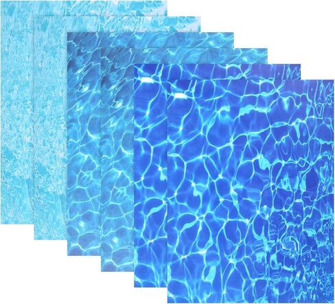 6 Pcs Ripple Water Sticker, Artificial Water Effect Sheet Self Adhesive Coated Paper Waters Ripples Sticker Pearlescent Ripple Stream Sheet for Sand Table Model Decor Lake River Scenery in Kuwait