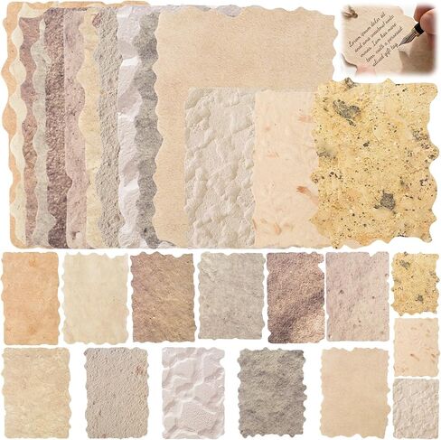 PAGOW 28pcs Textured Paper for Scrapbooking, 14 Styles Vintage Scrapbook Supplies Craft Papers, Decorative Handmade Paper Kit for Junk Journaling, Card Making, DIY in Kuwait