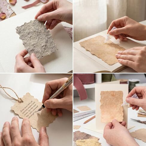 PAGOW 28pcs Textured Paper for Scrapbooking, 14 Styles Vintage Scrapbook Supplies Craft Papers, Decorative Handmade Paper Kit for Junk Journaling, Card Making, DIY in Kuwait