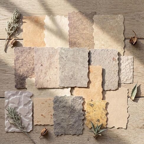 PAGOW 28pcs Textured Paper for Scrapbooking, 14 Styles Vintage Scrapbook Supplies Craft Papers, Decorative Handmade Paper Kit for Junk Journaling, Card Making, DIY in Kuwait