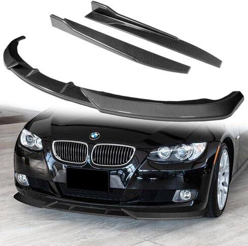 Q1-TECH, 5-Piece Front Bumper Lip + Side Skirt Rocker Winglet Canard Diffuser Wing Compatible with 2007-2010 BMW 3-Series E92 E93 328i 328xi 335i 335xi, Front Lip Spoiler Splitter (Painted Carbon) in Kuwait