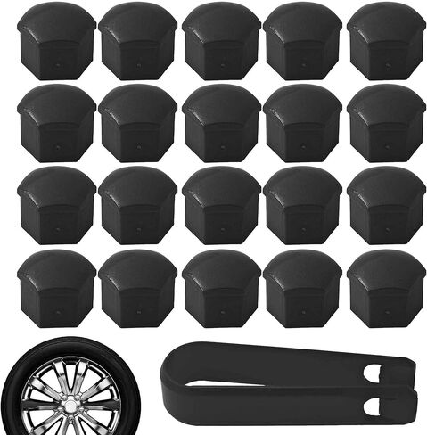 20PCS 17mm Black Wheel Lug Nut Covers, Hexagonal Bolt Protection Caps with Removal Tool, Tire Nut Dust Covers for Auto Exterior Enhancement in Saudi Arabia