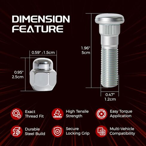 5 Sets M12-1.25 Wheel Stud Bolts & Lug Nuts Compatible with Subaru Legacy XV Crosstrek BRZ Ascent Impreza Toyota 86 1990-2024 Replaces 610-566 28365-FE001 SU00300781 28171-AJ000 in Kuwait