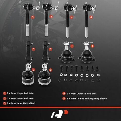 A-Premium 10Pcs Front Suspension Kit, Upper Lower Ball Joint, Inner Outer Tie Rod End & Sleeve, Compatible with Chevrolet & GMC -1988-2002- Tahoe Yukon Savana Express 1500/2500 C1500/C2500 (Suburban) in Kuwait